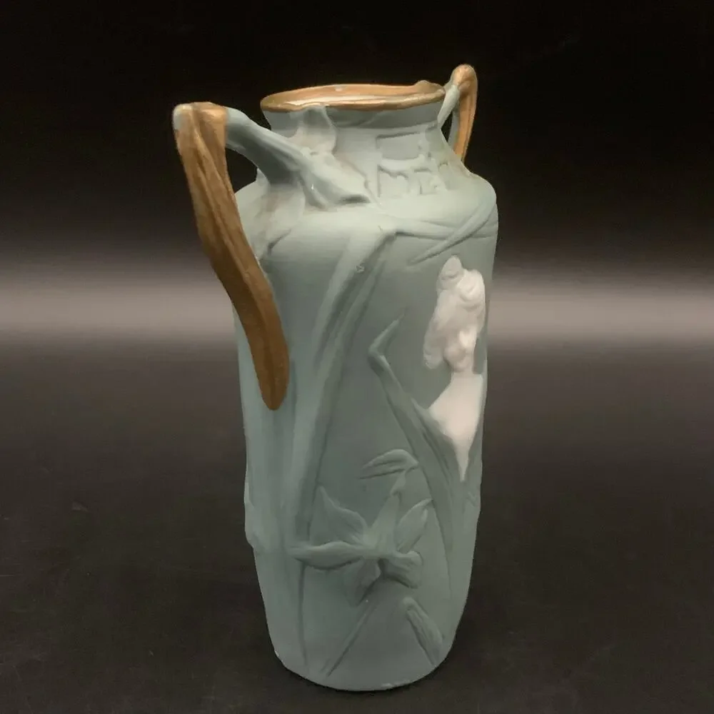 1910’s Schafer & Vater German Art Nouveau Jasperware Bisque Porcelain Bud Vase